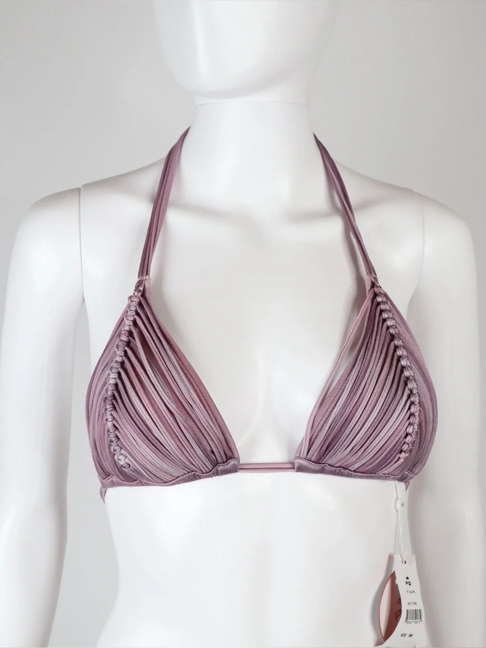 PQ SWIM | Women's Mauve Stringy Ruched Triangle Bikini Top